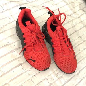 Puma Sneakers Kids Size 4C Red/Black Axelion Athletic Running Shoes‎